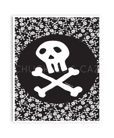 Skull & Crossbones on Skull Print Digital Artwork - Chuckles & Caz