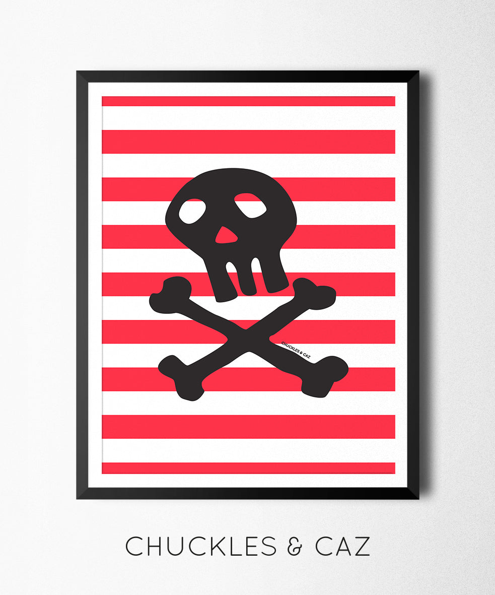 Skull & Crossbones on Stripe Digital Artwork - Chuckles & Caz