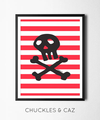 Skull & Crossbones on Stripe Digital Artwork - Chuckles & Caz