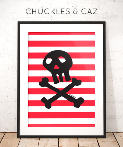 Skull & Crossbones on Stripe Digital Artwork - Chuckles & Caz