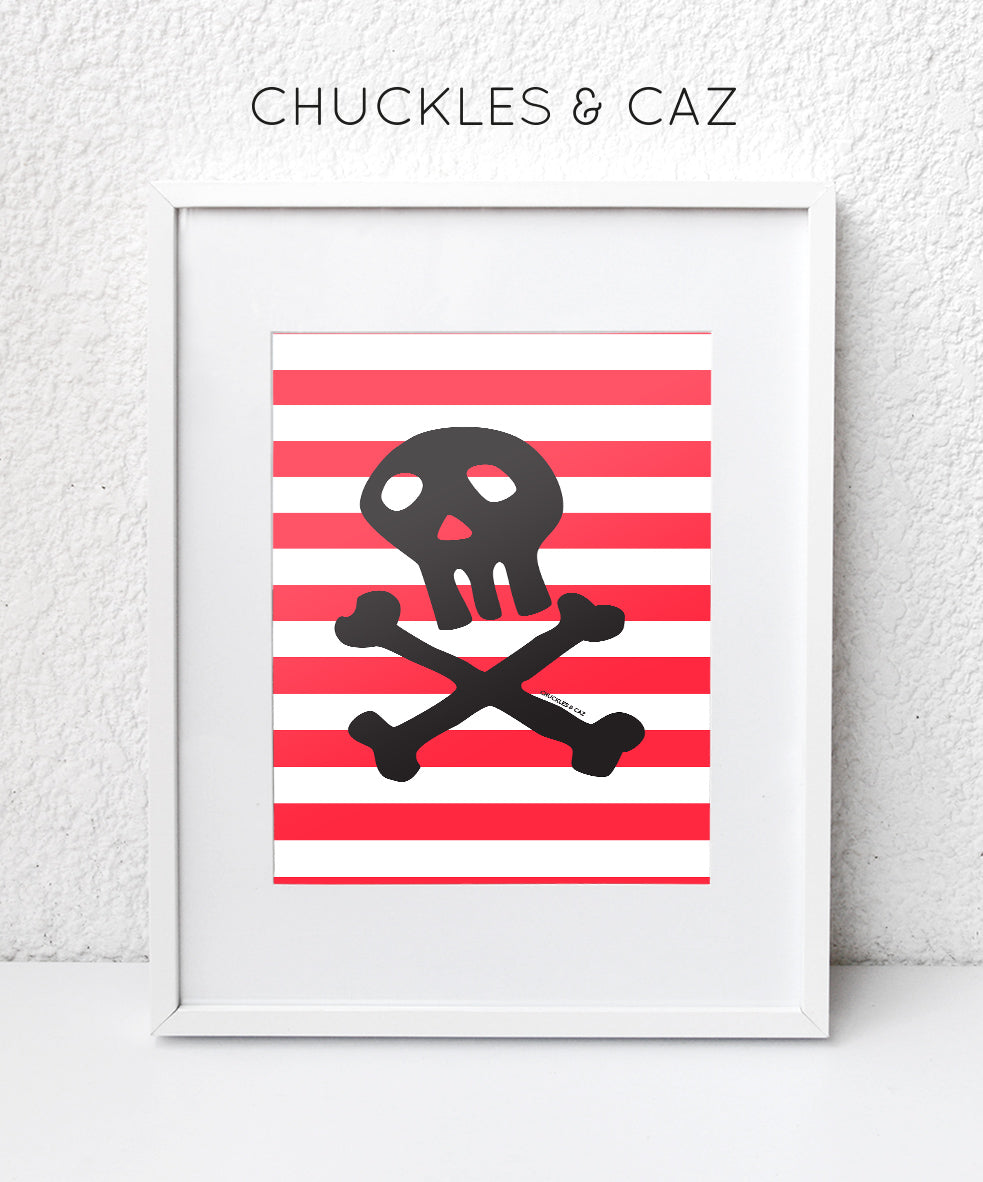 Skull & Crossbones on Stripe Digital Artwork - Chuckles & Caz