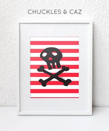 Skull & Crossbones on Stripe Digital Artwork - Chuckles & Caz