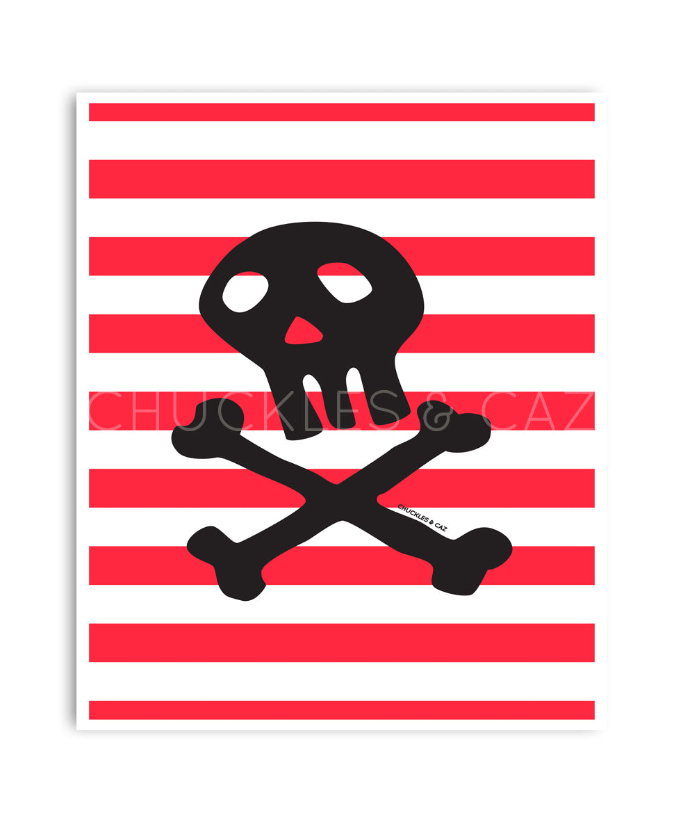 Skull & Crossbones on Stripe Digital Artwork - Chuckles & Caz