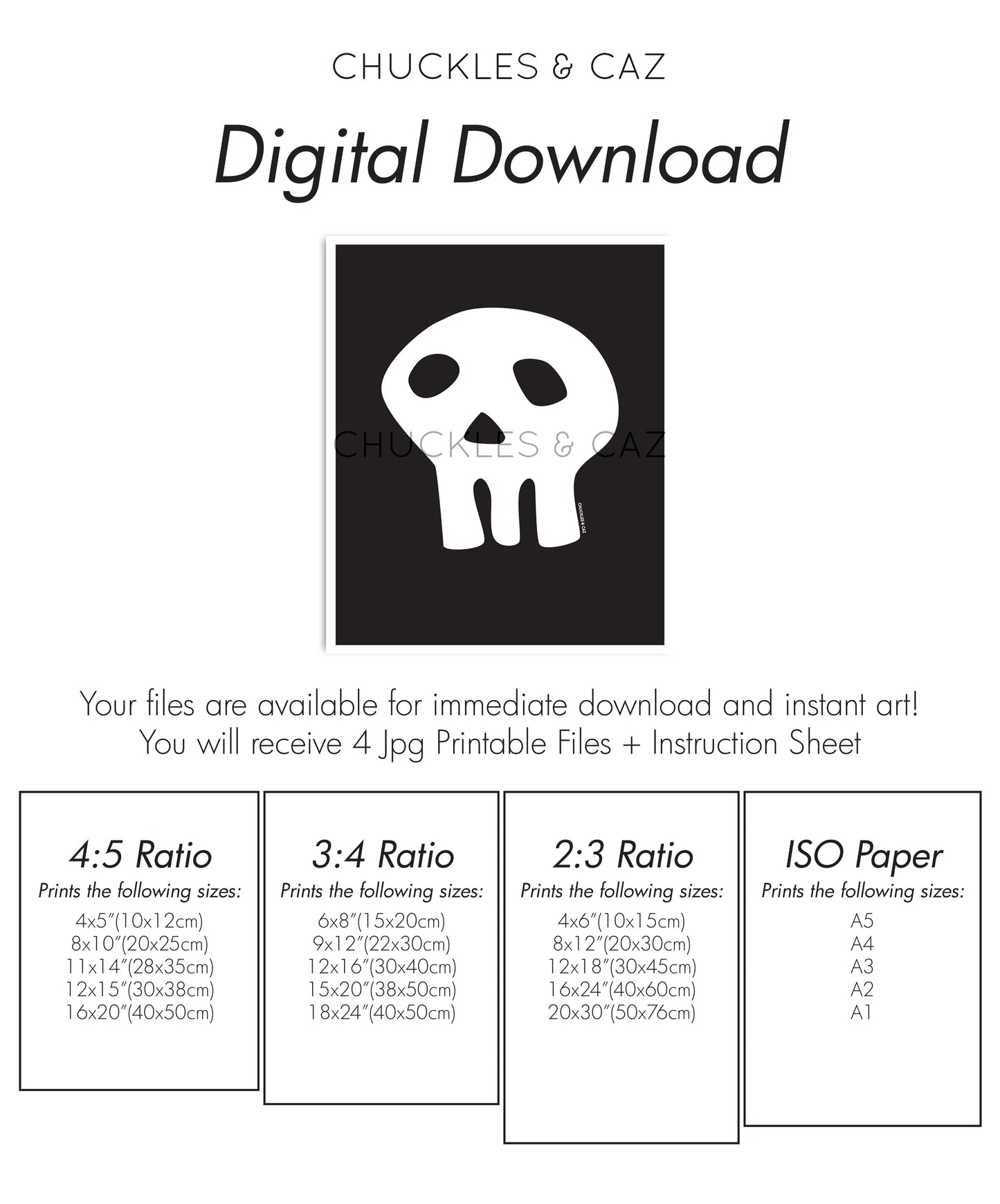 White Skull Digital Artwork - Chuckles & Caz
