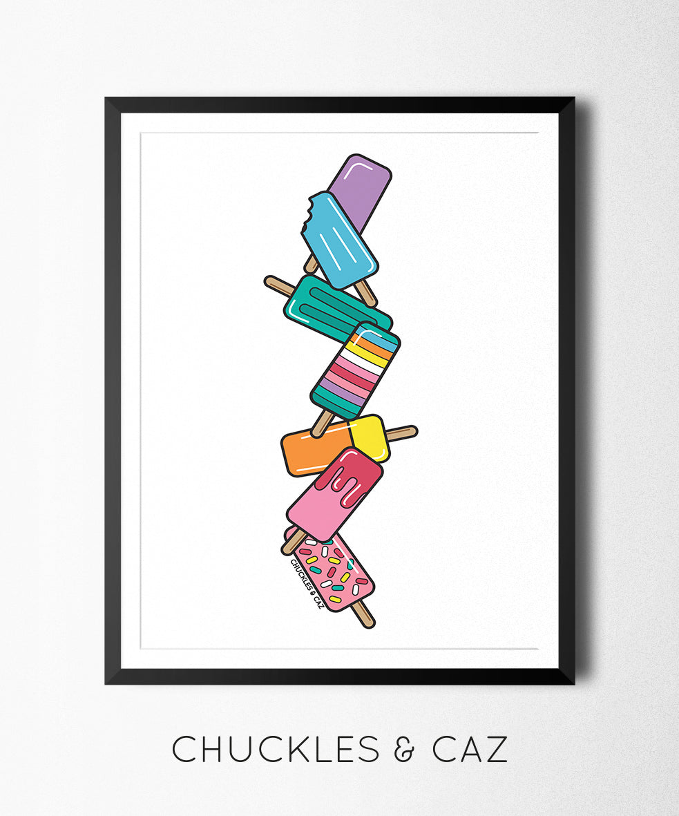 White Stack Ice Blocks Digital Artwork - Chuckles & Caz