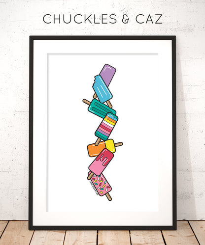 White Stack Ice Blocks Digital Artwork - Chuckles & Caz