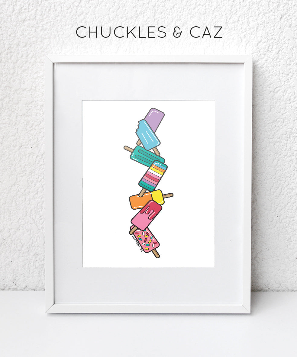White Stack Ice Blocks Digital Artwork - Chuckles & Caz