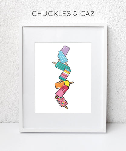 White Stack Ice Blocks Digital Artwork - Chuckles & Caz
