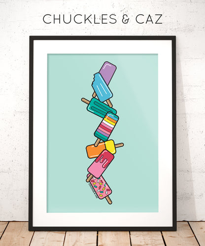 Aqua Stack Ice Blocks Digital Artwork - Chuckles & Caz