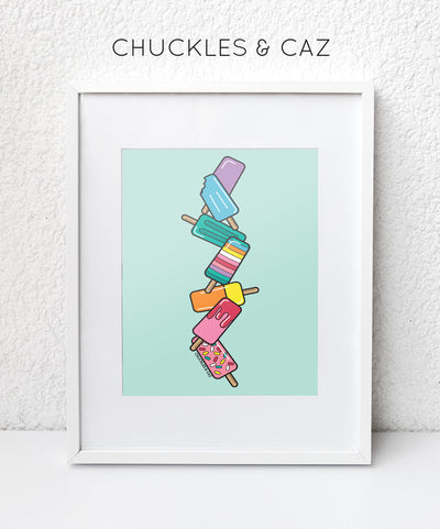 Aqua Stack Ice Blocks Digital Artwork - Chuckles & Caz