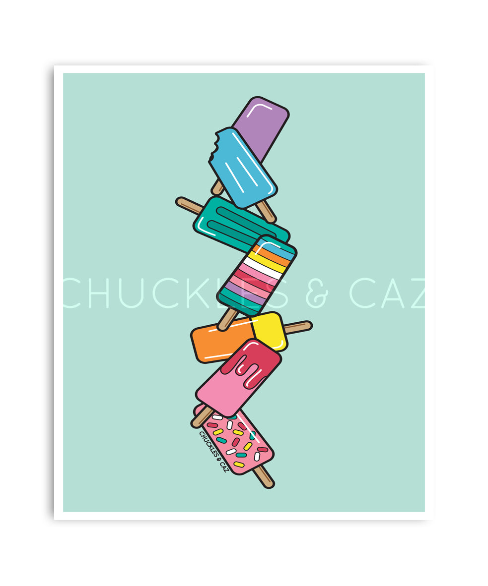 Aqua Stack Ice Blocks Digital Artwork - Chuckles & Caz