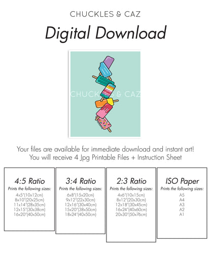 Aqua Stack Ice Blocks Digital Artwork - Chuckles & Caz