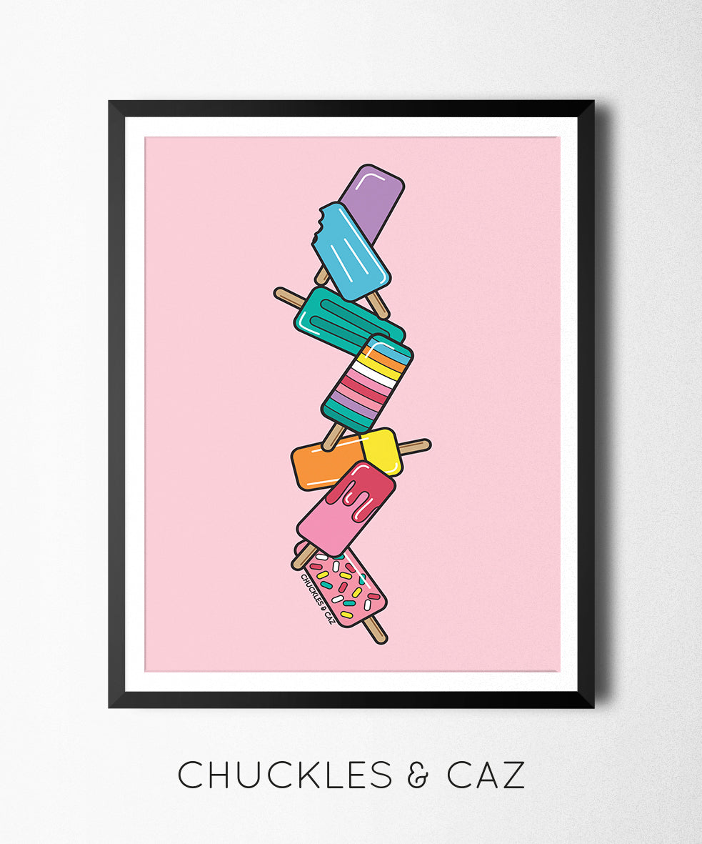 Pink Stack Ice Blocks Digital Artwork - Chuckles & Caz