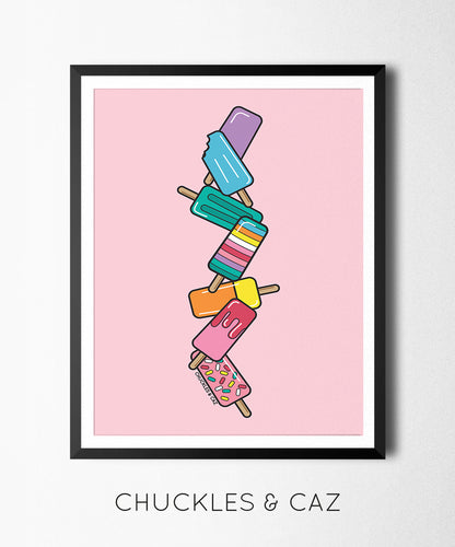 Pink Stack Ice Blocks Digital Artwork - Chuckles & Caz