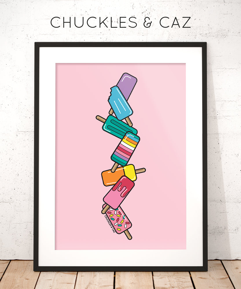 Pink Stack Ice Blocks Digital Artwork - Chuckles & Caz
