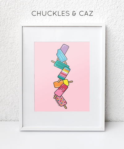 Pink Stack Ice Blocks Digital Artwork - Chuckles & Caz