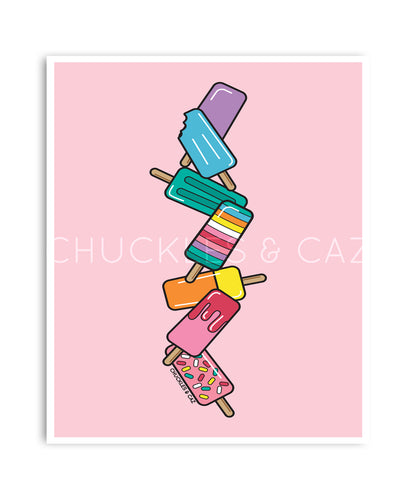 Pink Stack Ice Blocks Digital Artwork - Chuckles & Caz