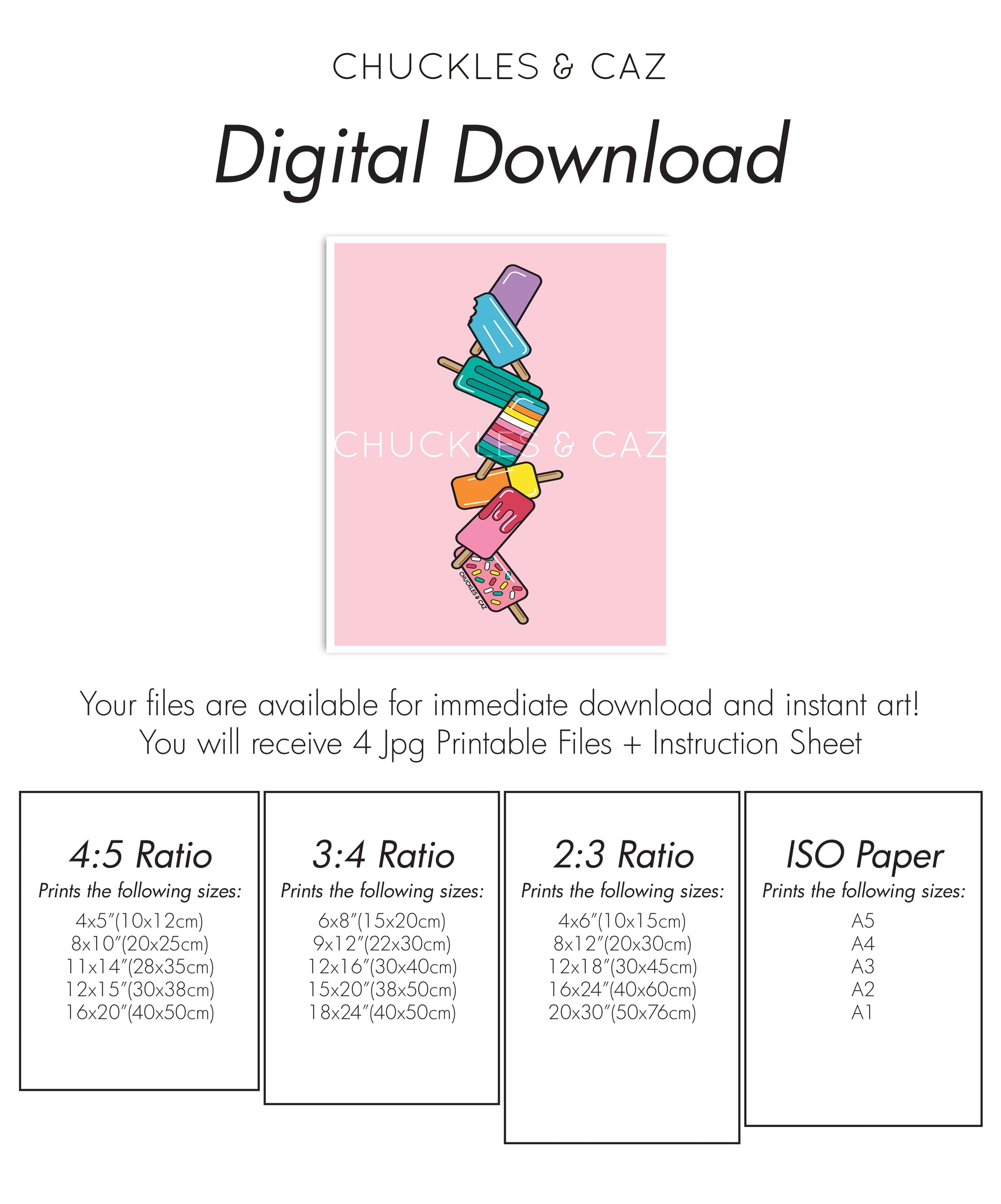 Pink Stack Ice Blocks Digital Artwork - Chuckles & Caz