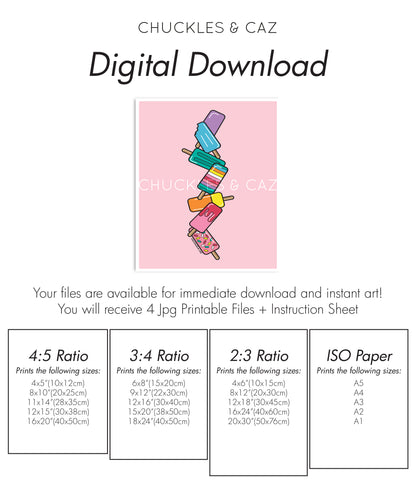 Pink Stack Ice Blocks Digital Artwork - Chuckles & Caz