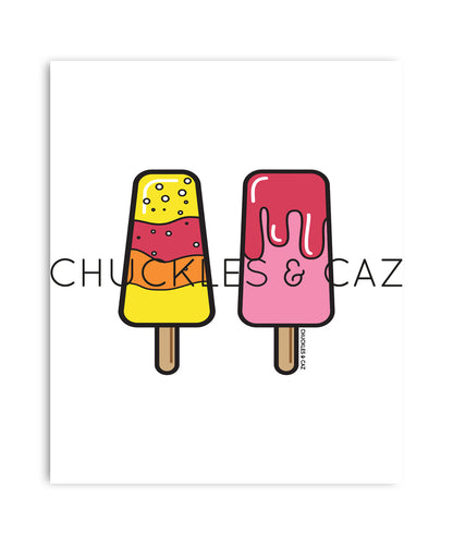 Pink Ice Blocks on White Digital Artwork - Chuckles & Caz
