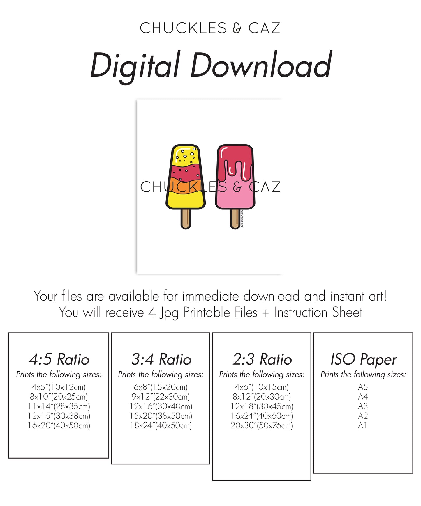 Pink Ice Blocks on White Digital Artwork - Chuckles & Caz