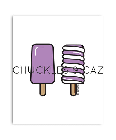Purple Ice Blocks on White Digital Artwork - Chuckles & Caz