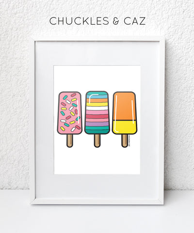 Multicoloured Ice Blocks on White Digital Artwork - Chuckles & Caz