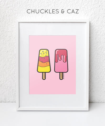 Pink Ice Blocks on Pink Digital Artwork - Chuckles & Caz