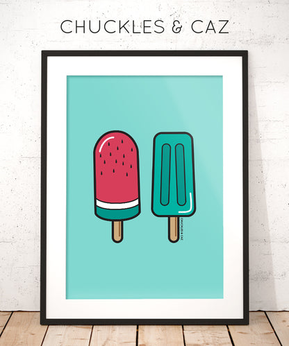 Green Ice Blocks on Green Digital Artwork - Chuckles & Caz
