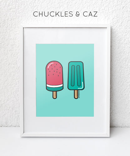Green Ice Blocks on Green Digital Artwork - Chuckles & Caz