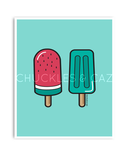 Green Ice Blocks on Green Digital Artwork - Chuckles & Caz