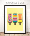 Multicoloured Ice Blocks on Yellow Digital Artwork - Chuckles & Caz