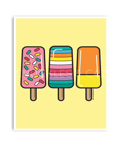 Multicoloured Ice Blocks on Yellow Digital Artwork - Chuckles & Caz