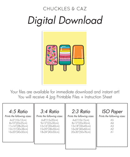 Multicoloured Ice Blocks on Yellow Digital Artwork - Chuckles & Caz
