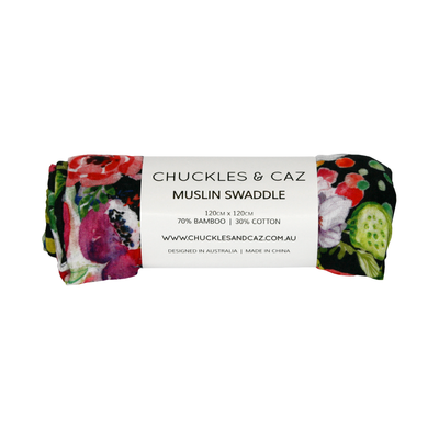 Watercolour Flower Muslin Swaddle - Chuckles & Caz