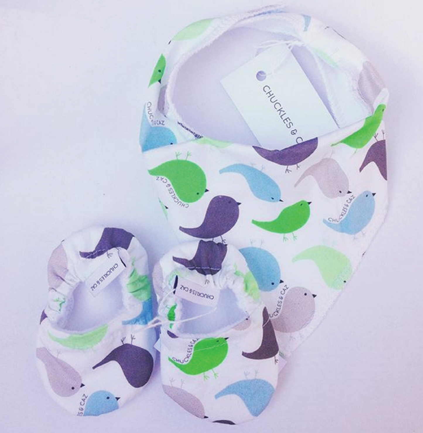 Fluro Green Bird Dribble Bib - Chuckles & Caz