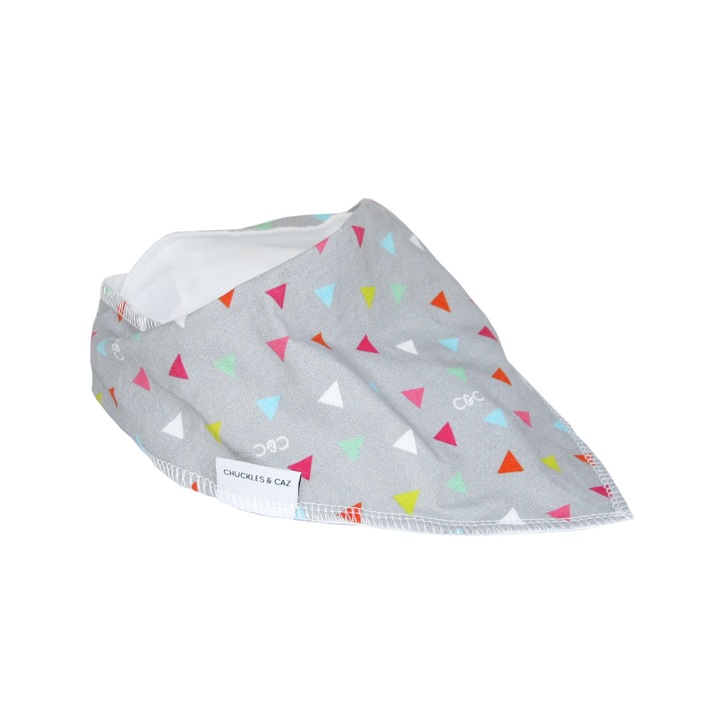 Grey Triangles Dribble Bib - Chuckles & Caz