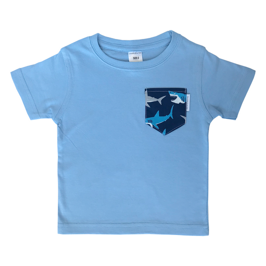 Shark Print Pocket Tee - Chuckles & Caz