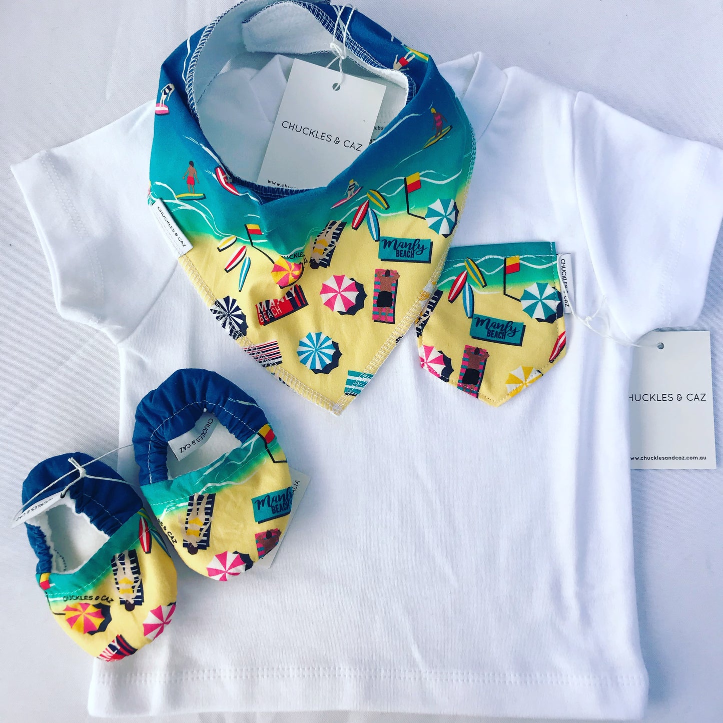 Manly Print Pocket Tee & matching Dribble Bib - Gift Set - Chuckles & Caz