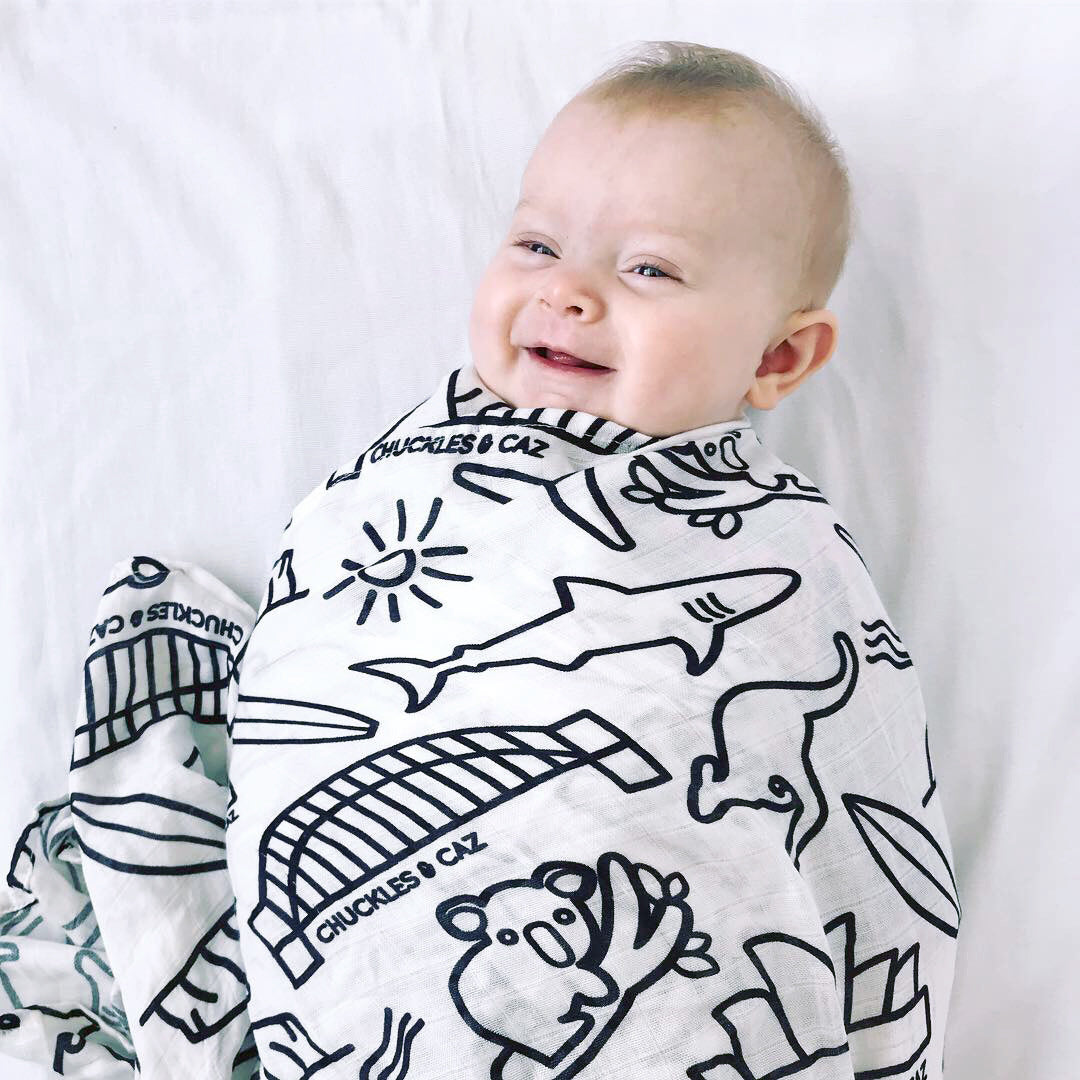 Australian Icon Muslin Swaddle - Chuckles & Caz