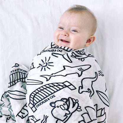 Australian Icon Muslin Swaddle - Chuckles & Caz