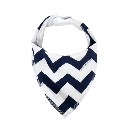 Navy Chevron Dribble Bib - Chuckles & Caz