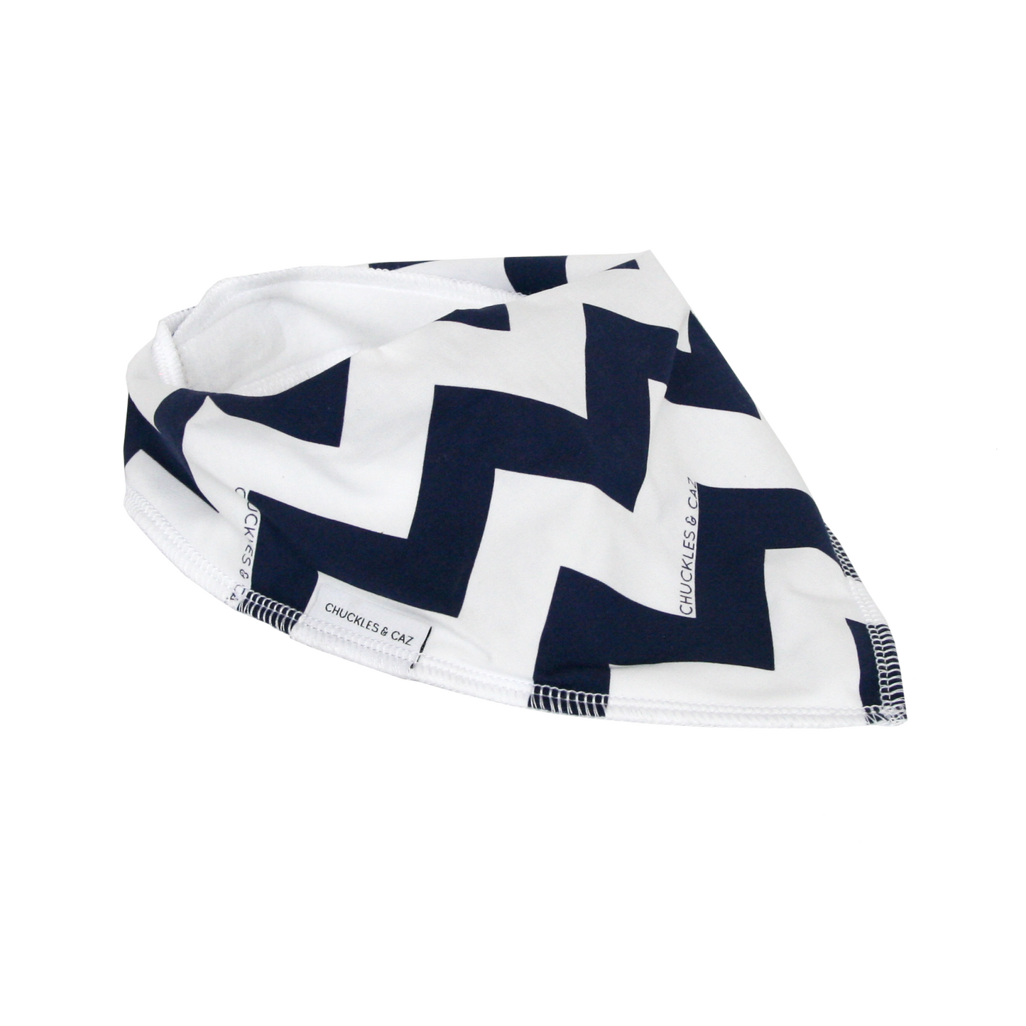 Navy Chevron Dribble Bib - Chuckles & Caz
