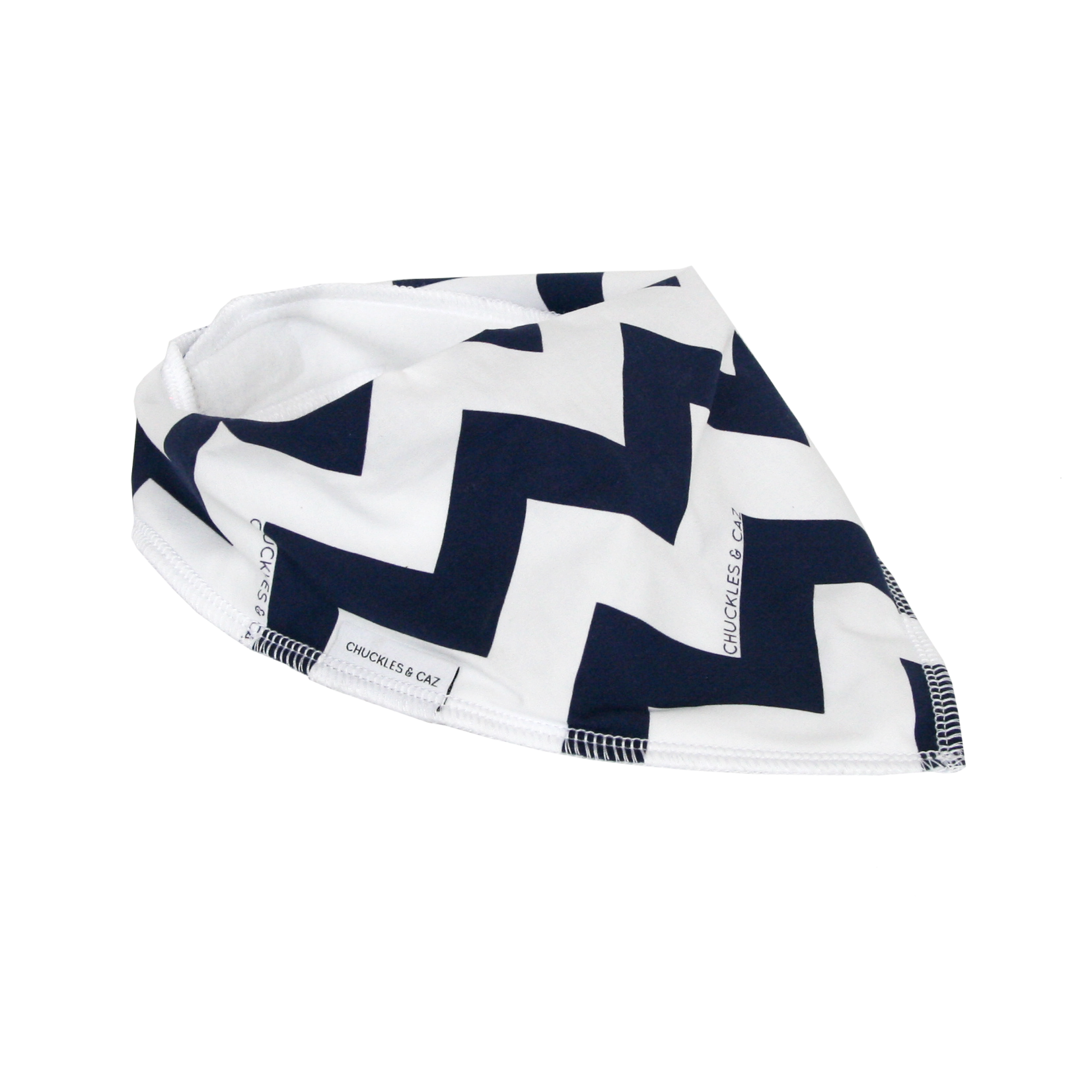 Navy Chevron Dribble Bib - Chuckles & Caz