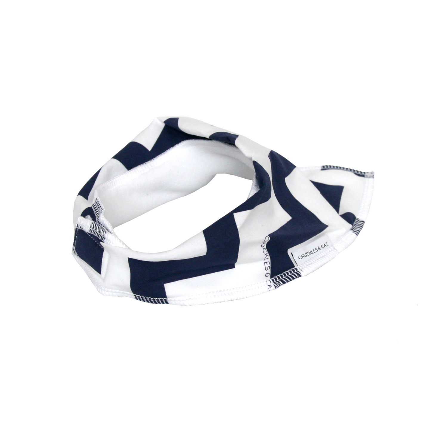 Navy Chevron Dribble Bib - Chuckles & Caz