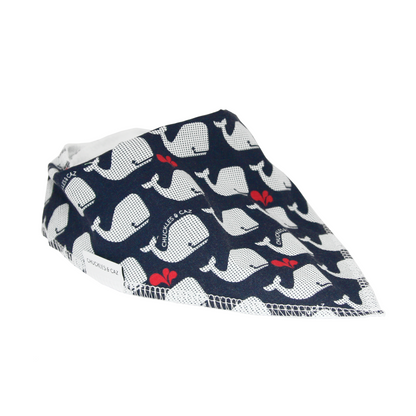 Navy & White Whales Dribble Bib - Chuckles & Caz