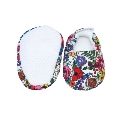 Super Floral Baby Booties & matching Dribble Bib - Gift Set - Chuckles & Caz