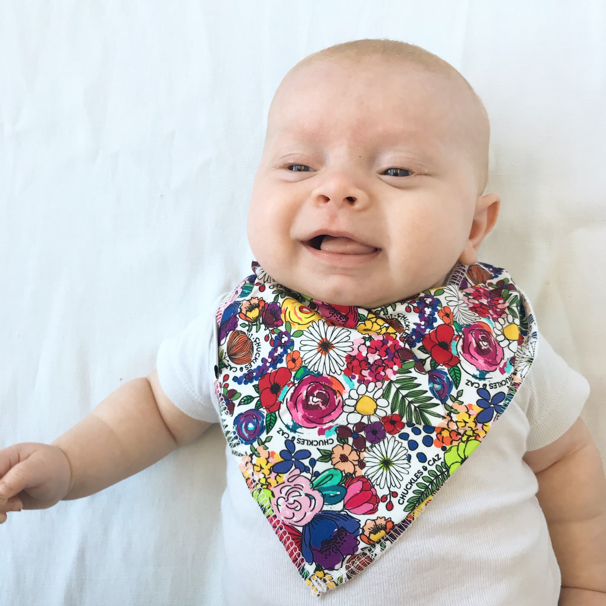 Super Floral Baby Booties & matching Dribble Bib - Gift Set - Chuckles & Caz
