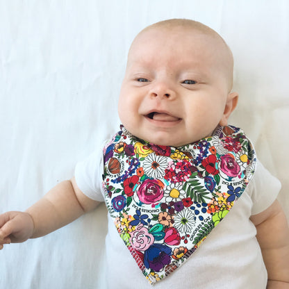 Super Floral Baby Booties & matching Dribble Bib - Gift Set - Chuckles & Caz