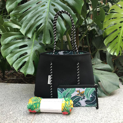 Reversible Neoprene Tote Bag, Changing Mat & Muslin Swaddle - Gift Set - Chuckles & Caz